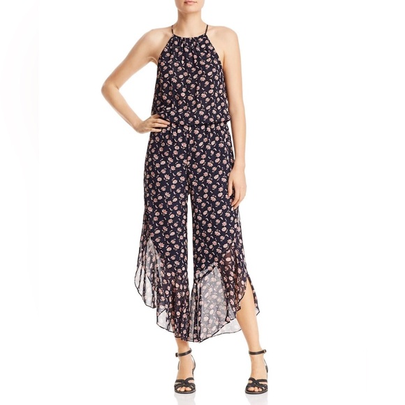 Joie Jael 100% Silk Jumpsuit Midnight Blue Floral - Picture 2 of 6